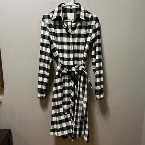 Bell by‎ Alicia Bell Plaid Tie-Waist Shirt Dress Vintage Inspired Southern Sz 10